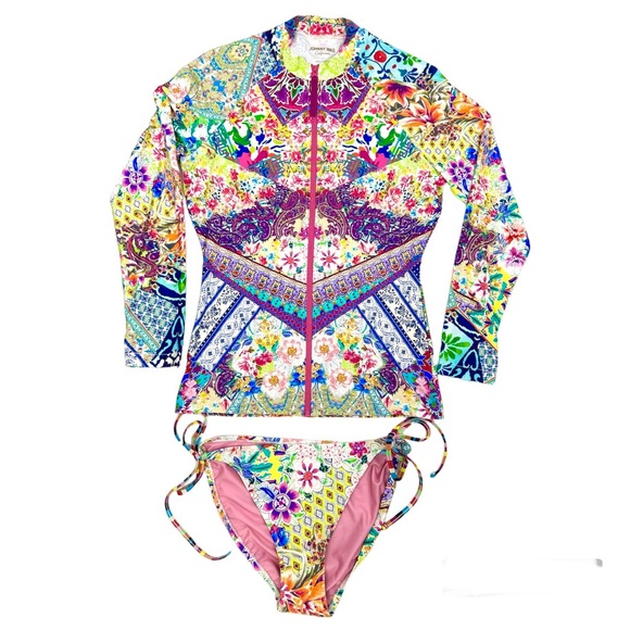 Johnny Was Other - JOHNNY WAS Joy Surf Shirt Locita String Bikini Bottom Set NEW Size S